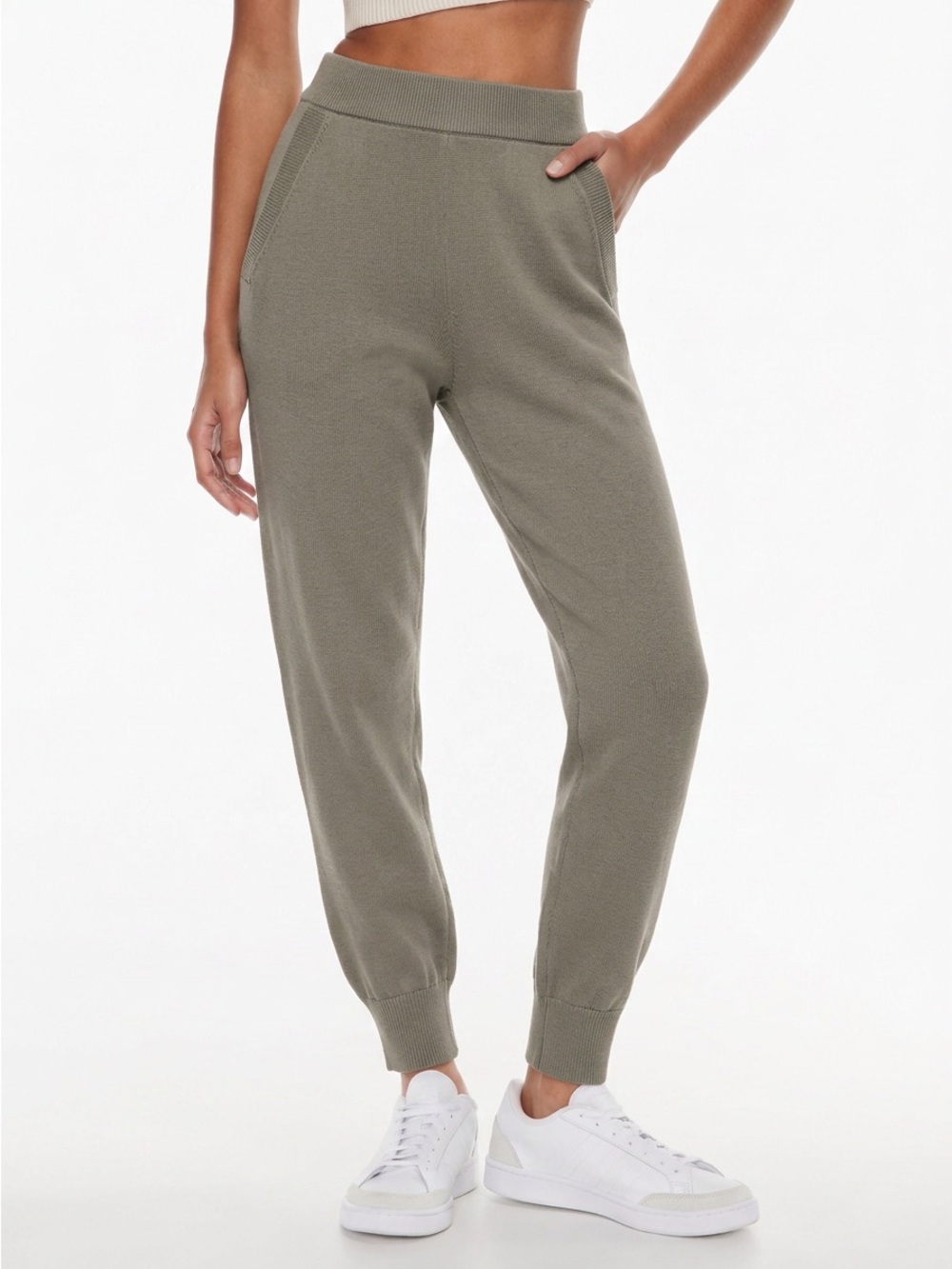 Babaton Rodin Knit Joggers 2XS XXS Aritzia 26” Pants Nomad Taupe GUC
